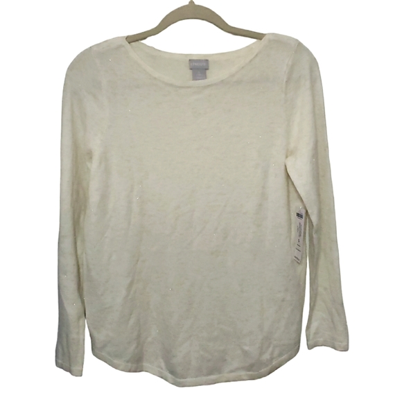 Nwt Chico's Cream Colored Tunic Pull-Over Sweater Size 0 Or Xsmall